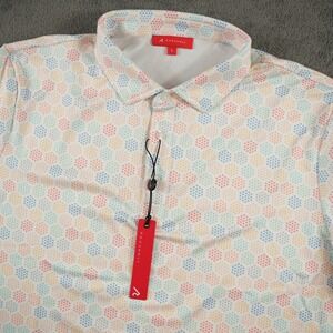 REDVANLY Polo Shirt Mens L White Multi Star Geometric Performance Stretch Golf